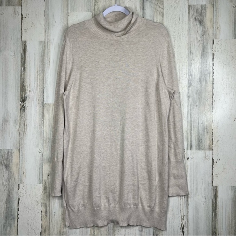 Peruvian Connection Womens Dress XL Pima Cotton Neutral Beige Turtleneck Sweater